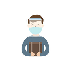 safe delivery courier service concept male courier with medical protective mask