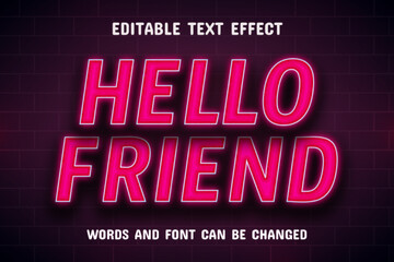 Hello friend neon text effect