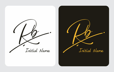 Rb R b initial handwriting Rb initial handwriting signature logo template vector hand lettering for designs or for identity