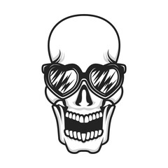 glasses skull head vector illustration