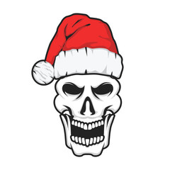 Santa hat skull head vector illustration