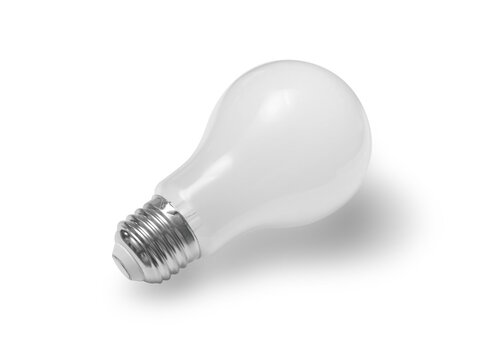 LED Light Bulb Laying Flat on a White Surface With Shadow