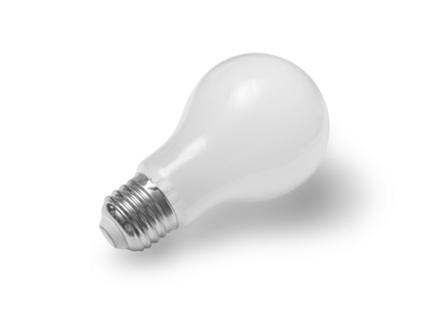 LED Light Bulb Laying Flat on a White Surface With Shadow