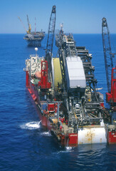 .APACHE PIPE LAYING Vessel .AT MACKEREL platform in Bass Strait Australia.