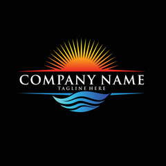 sun with water simple abstract logo design