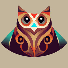 illustration vector graphic of owl head in hand draw tribal style perfect for t-shirt, poster or edit and customize your design, card, banner
