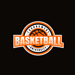 Logo emblem of basketball competition. basketball emblem on the background of circle. 