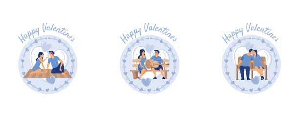 set couple in love, Happy Valentine's Day, February 14 is the day of all lovers, set flat vector modern illustration