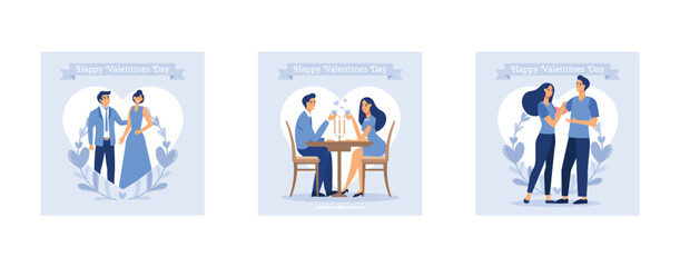 Happy Valentine's Day, graphics suitable for decorating posters, brochures, set flat vector modern illustration