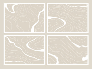 Minimalist abstract line in nude color. Vector Illustration set