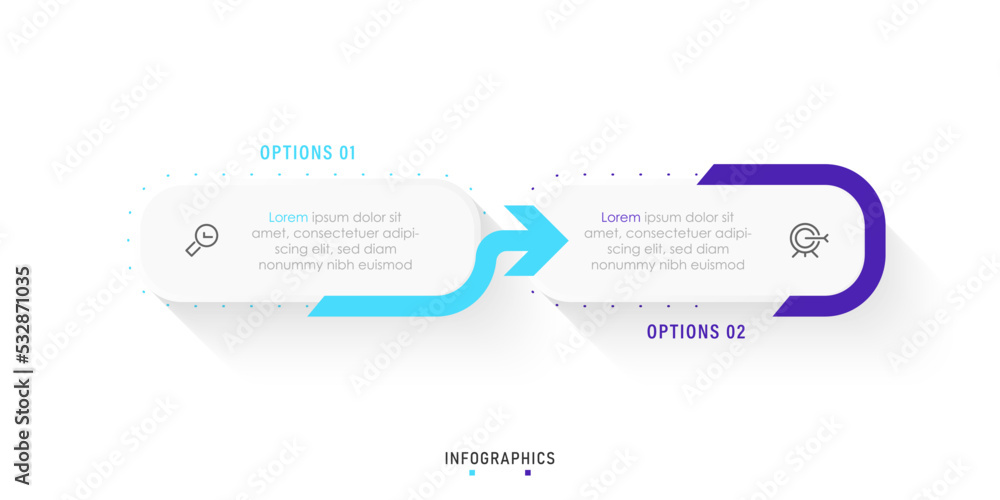 Wall mural vector infographic label design template with icons and 2 options or steps. can be used for process 