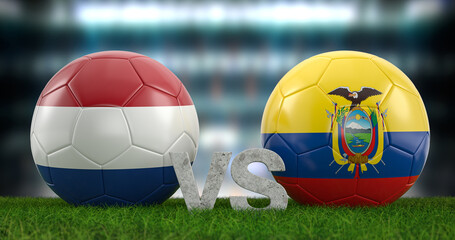 Football world cup group A Netherlands vs Ecuador - obrazy, fototapety, plakaty