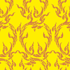 Thai pattern background seamless. Design for fabric, curtain, background, carpet, wallpaper, clothing, wrapping, Batik, fabric,Vector illustration