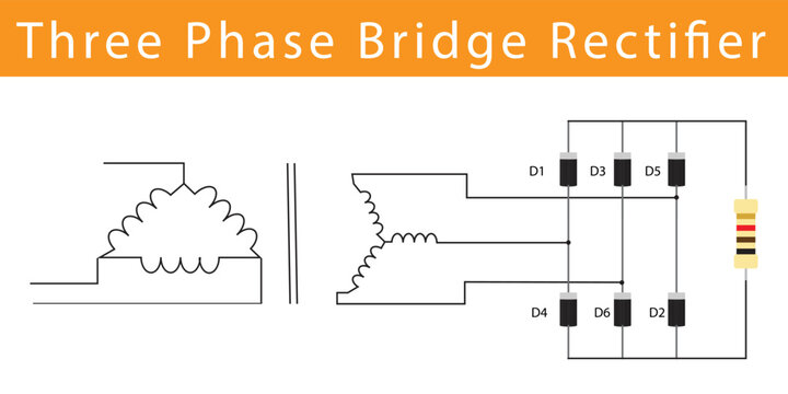 Three Phase  Bridge Rectifier , Full Wave Rectification