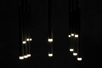 Pendant light on a dark room