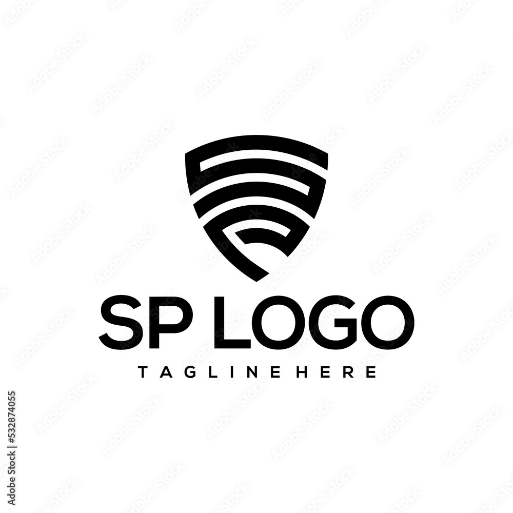 Sticker sp letter monogram logo template design creative idea