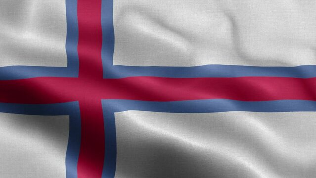 Flag Of Faroe Islands - Highly detailed animation of the Faroe Islands flag - Seamless loop - Highly Detailed Flag - The flag of fluttering in the wind - Highly detailed animation of the flag