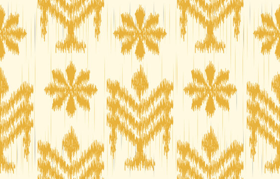 seamless geometric pattern. Tribal Art Ikat Ogee in traditional classic. based on ikat fabric style. Vector illustration.