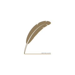 white background brown feather pen logo illustration.