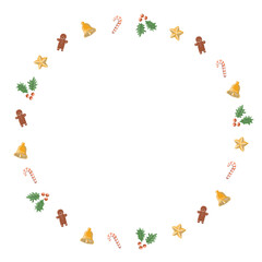 クリスマスのかわいい手描きオーナメント輪フレーム