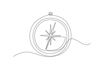 Single one line drawing compass for locating direction. Shipment and logistic concept. Continuous line draw design graphic vector illustration. © Sell Vector