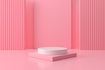 Naklejka na ściany i meble Abstract minimal scene, pink background design for cosmetic or product display podium 3d render.
