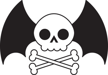 Obraz na płótnie Canvas Skull with wings and crossbones icon isolated background. Death logo, symbol, sign, tatto. Skeleton illustration, pirate symbol. Vector graphic for poster, web, print. Halloween skull icon.EPS10