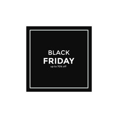 Black Friday Sale banner. Modern minimal design with white typography. Template for promotion, advertising, web, social and fashion ads. Vector illustration.