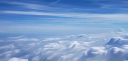 Fototapeta premium background of the land above the clouds in a blurry illustration