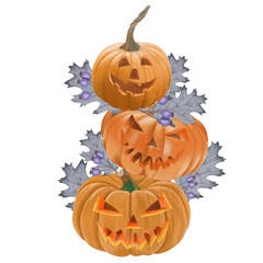 watercolor halloween pumpkin