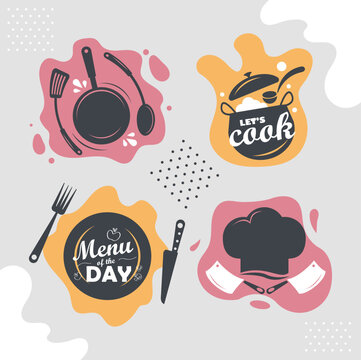 restaurant letterings and utensils