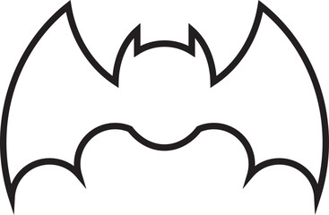 Halloween bat outline icon on isolated white background. Vector illustration night animals. Spooky symbol. EPS bat icon. Cut template silhouette circut outline vector design, shape. Icona pipistrello.