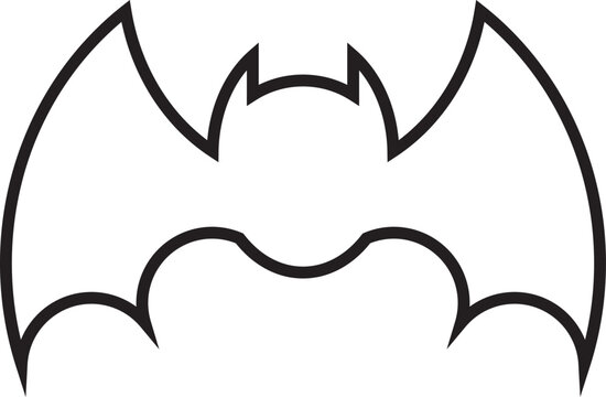 Halloween bat outline icon on isolated white background. Vector illustration night animals. Spooky symbol. EPS bat icon. Cut template silhouette circut outline vector design, shape. Icona pipistrello.