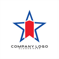 Vector logo of a star design with a badge sign in the middle.
