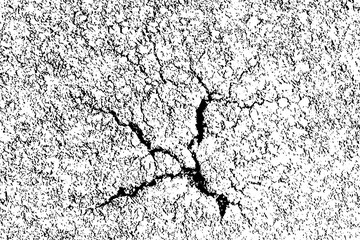 Cracks overlay textured. Distressed black texture. Dark grainy texture on white background. Grain noise particles. Rusted white effect. Grunge design elements. Vector illustration, EPS 10.