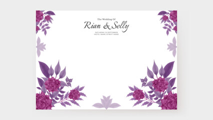 Elegant wedding invitation background with watercolor purple flower