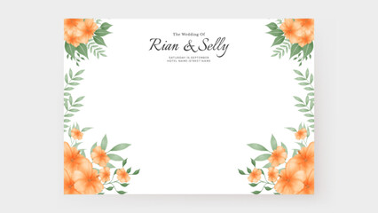 Fototapeta premium Wedding invitation background with watercolor orange flower