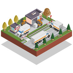 Logistics center. Isolated on a white background. Isometric. Vector illustration. 