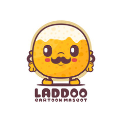 Laddoo cartoon mascot. indian food vector illustration