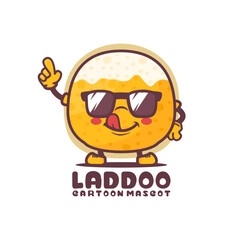 Laddoo cartoon mascot. indian food vector illustration