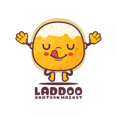 Laddoo cartoon mascot. indian food vector illustration