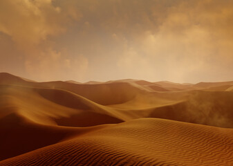 Sand dunes Sahara Desert at sunset
