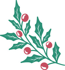 Christmas Holly Leaf Illustration
