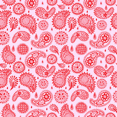 seamless pattern with paisley flower elements.