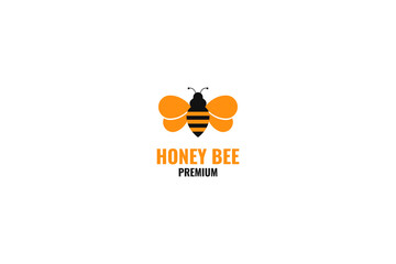 Flat bee honey logo design vector illustration template