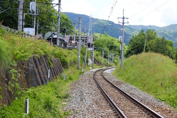 JR Train headed through Obasute