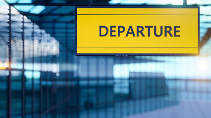 3D Rendering Of Departure Sign Board At Airport Illustration