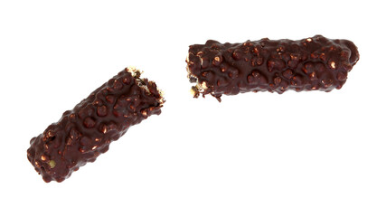 chocolate covered cakes with crushed nuts isolated on transparent background png file
