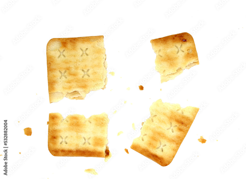 Wall mural whole wheat cracker and broken crushed on transparent background , top view png file