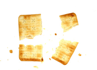 whole wheat cracker and broken crushed on transparent background , top view png file